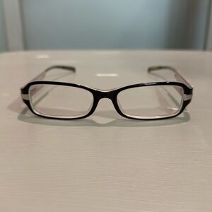 DKNY Eyeglass Frames Black Silver Rectangle Prescription Glasses Women